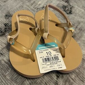 Reef Little Charming Girls' Sandals in Tan with Clear Straps